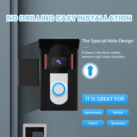 Anti-Theft Video Doorbell Mount Compatible with Video Doorbell 1/2/3/3 Plus/4/(2020 Release), Adjustable Mounting Bracket Accessories for houses, apartments, businesses, No Drill With sunshade hat