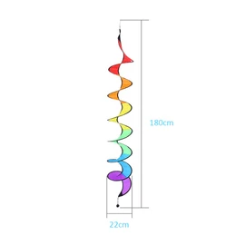 QANYEGN 140cm Rainbow Wind Spinner, Colorful Spiral Wind Spinner, Foldable Hanging Rainbow Wind Twister for Garden and Tent