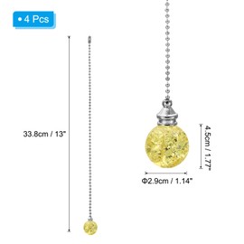 PATIKIL 13 Inch Ceiling Fan Pull Chain Extender Sets, 4 Pcs Crystal Ice Crack Ball Beaded Ball Fan Pull Chain with Ball Chain Connector, Gold Tone