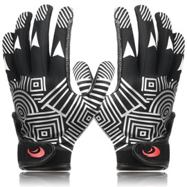 SPOMAT Youth Football Gloves Kids Silicone Grip Receiver Gloves for Kids with Super Stick Ability for Best Game Experience, Rocket Black Black Palm M/L