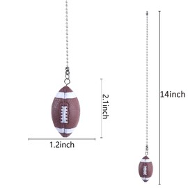 Dotlite 2Pcs American Football Ceiling Fan Pull Chains,Sport Theme String Charm Decorative Extension 14", Fun Light Chains Extender with Connector Accessories for Home Décor