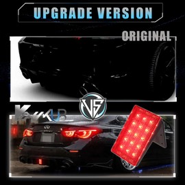 VANKUB 15-LED [Universal Fit] Rear Bumper Fog Light for Car SUV, Smoked Lens Red LED Reflector Brake Lamps, with Strobe Brake Feature & Adjustable Add-On Mounting Bracket Center Brake Light