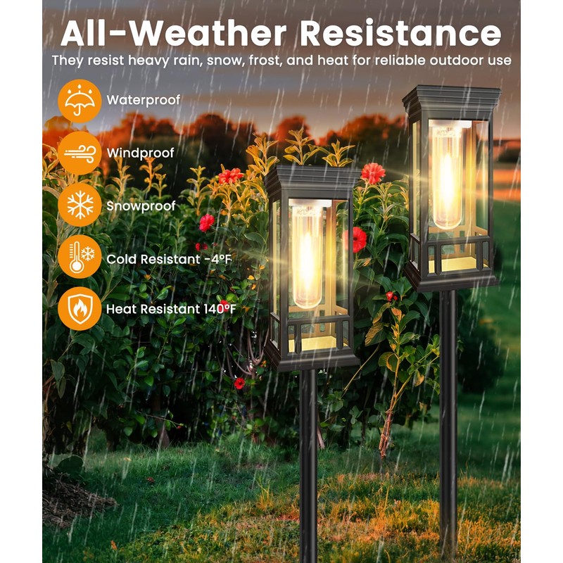 12 Pack Solar Pathway Lights Outdoor, Taller Bright Solar Path