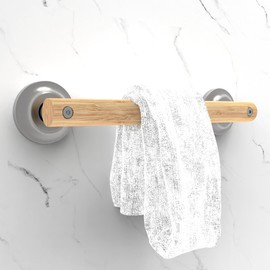 AquaChase Natural Bamboo Grab Bar for Bathroom & Toilet, ADA Compliant Balance Assist Handrail for Handicap and Seniors, 12in Brushed Nickel