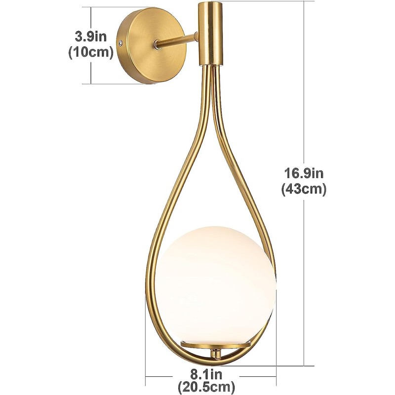 jengush Pack Wall Sconces/Wall Lights, Not Hardwired Brass Gold -White