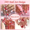 BELICEY 130Pcs 3D Nail Charms Set Red Black White Acrylic