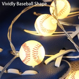 Yayfazy Baseball Decorations String Lights, Battery Operated 6.6ft 20LED 8 Mode with Timer Sports Room Decor Lights for Boys Bedroom or Sports Theme Party, for Son, Grandson