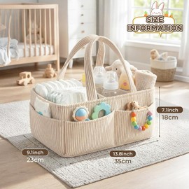 Organizador de Pañales para Bebé, Cesta Organizadora Portátil con Compartimentos Desmontables y Bolsillos, Almacenamiento para Recién Nacidos, Regalo Baby Shower