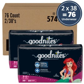 Goodnites Girls' Nighttime Bedwetting Underwear, Size Extra Small (28-43 lbs), 76 Ct (2 Packs of 38), Packaging May Vary