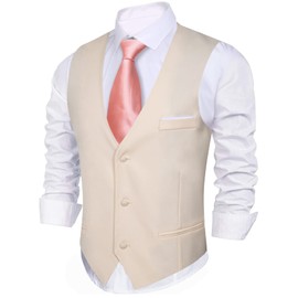 Barry.Wang Men Vest Business Wedding Pure Color Waistcoat Classic Party