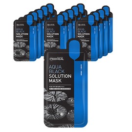 Mediheal Aqua Black Solution Mask Pack 23ml, 1 pack, 15 pieces / 메디힐 아쿠아 블랙 솔루션 마스크팩 23ml, 1개입, 15개