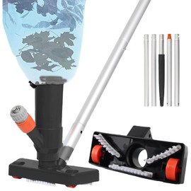 Poolsauger Staubsauger, dellyy Pool Staubsauger, Bodensauger für Pool mit Teleskopstange & Bürste & Laubsack, Staubsauger für die Reinigung des Bodens des Schwimmbeckens (schwarz)