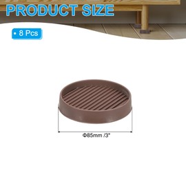 PATIKIL 3" Round Rubber Furniture Pads, 8 Pack Non Slip Caster Cups Anti Skid Floor Protectors for Furniture Feet Bed Couch Chair Table Stopper, Brown