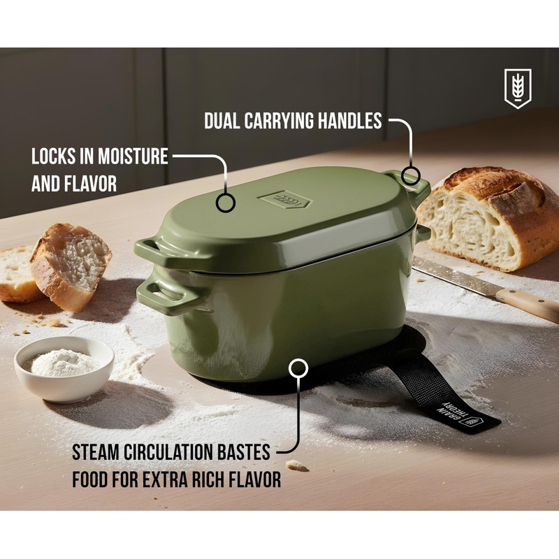 KooK Enameled Cast Iron Dutch Oven for Sourdough Bread Baking