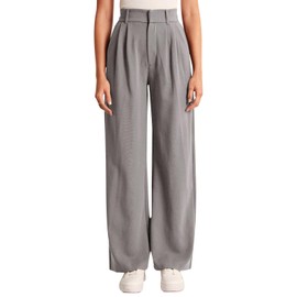 NIMIN Women's High Waisted Work Pants Office Business Casual Dress Pants Wide Leg Trousers 2025 Fashion Outfits with Pockets Grey X-Small