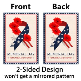 Memorial Day Garden Flag Stars and Stripes Ribbon Poppy American Patriotic Vertical Double Sized Yard Outdoor Decoration