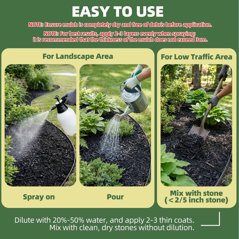 Shabebe Mulch Glue for Landscaping, 1 Gallon Concentrated Mulch Adhesive