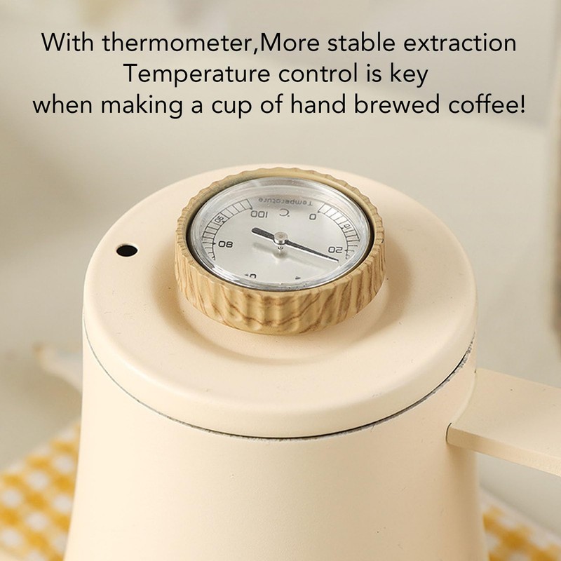 Gooseneck Kettle, Hand Drip Coffee Pot BuiltIn Thermometer and Ergonomic