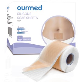ourmed Cinta De Silicona Para Eliminar Cicatrices(Rollo De 4 X 304 Cm - 3 M) Láminas De Silicona De Grado Médico Para Eliminar Cicatrices, Hipoalergénicas Para Cicatrices Nuevas Y Antiguas: Cirugía, Q