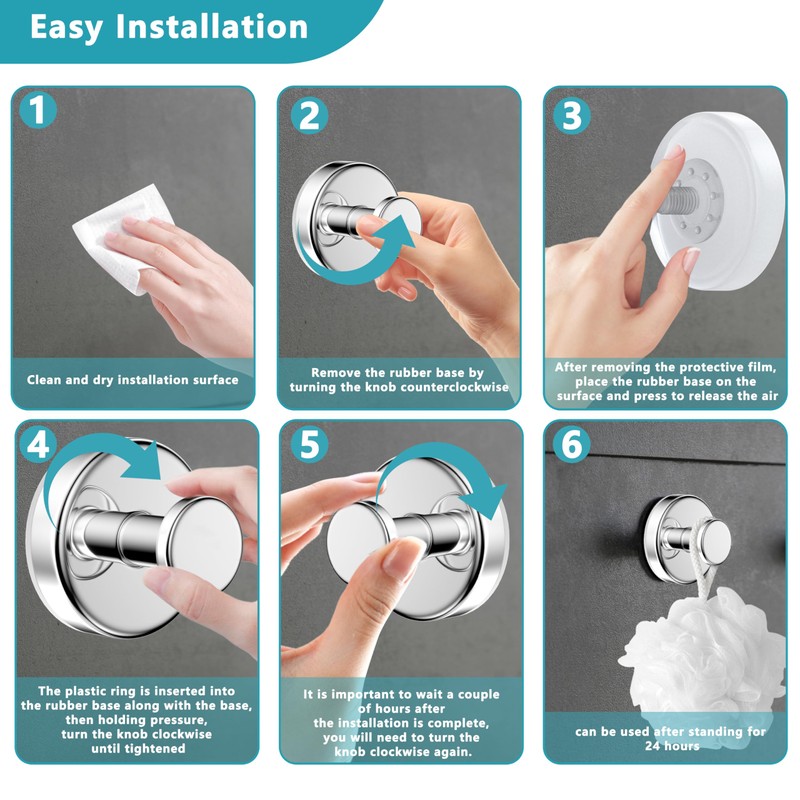 Suction Cup Hooks for Shower,Removable No Drill Towel Hooks,Upgraded 15