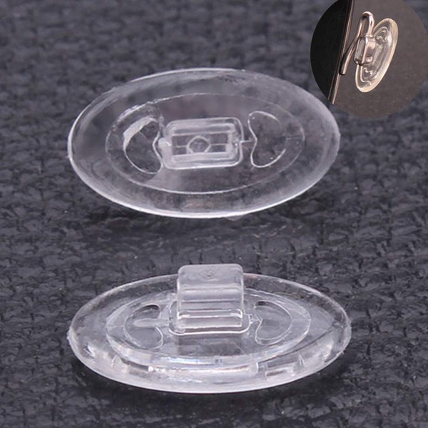 Almohadillas de nariz de cristal, almohadillas de silicona suave, forma ovalada, 11 mm, 5 pares
