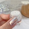 Polvo para uñas con efecto espejo superbrillante, cromo perlado blanco,