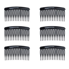 Ruwado 6 Pcs Hair Side Combs 15 Teeth 8 x 4.5 cm Small Twist French Style Hair Pins for Women Wedding Bridal Veil Fine Long Curly Hair Supplies (Black)