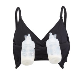 Motherhood Maternity Women's Hands Free Pumping Seamless Clip Down Nursing Bra for Breastfeeding, Black, Small