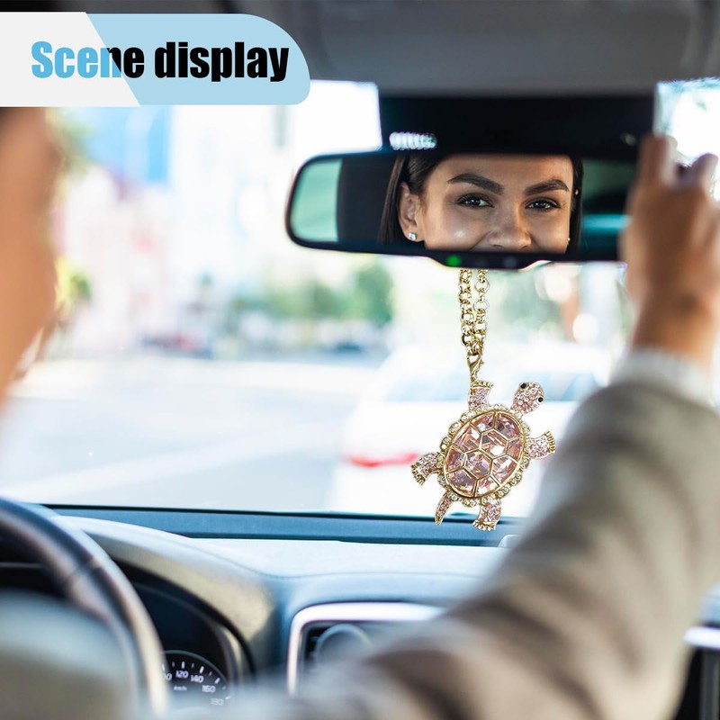 Crystal Diamond Turtle Car Pendant, Bling Funny Turtle Rear View