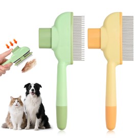 EMAGIC IOT 2pcs Cat Lice Comb Pet Hair Removal Tool Cat Brush For Indoor Cats, Self-Clean Pet Comb, Flea Comb Brush For Shedding