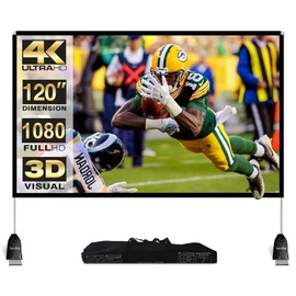 Outdoor Projector Screen with Stand 120 Inch: Foldable Movie Projection Screens - Portable Frame Screen for Home Theater & Camping 3D 4K HD Compatible Includes Carry Bag