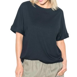 KEEDONE Womens Oversized T Shirts Loose Fit Crewneck Short Sleeve Summer Casual Blouse 2024 Y2K Tee Tops Black-S