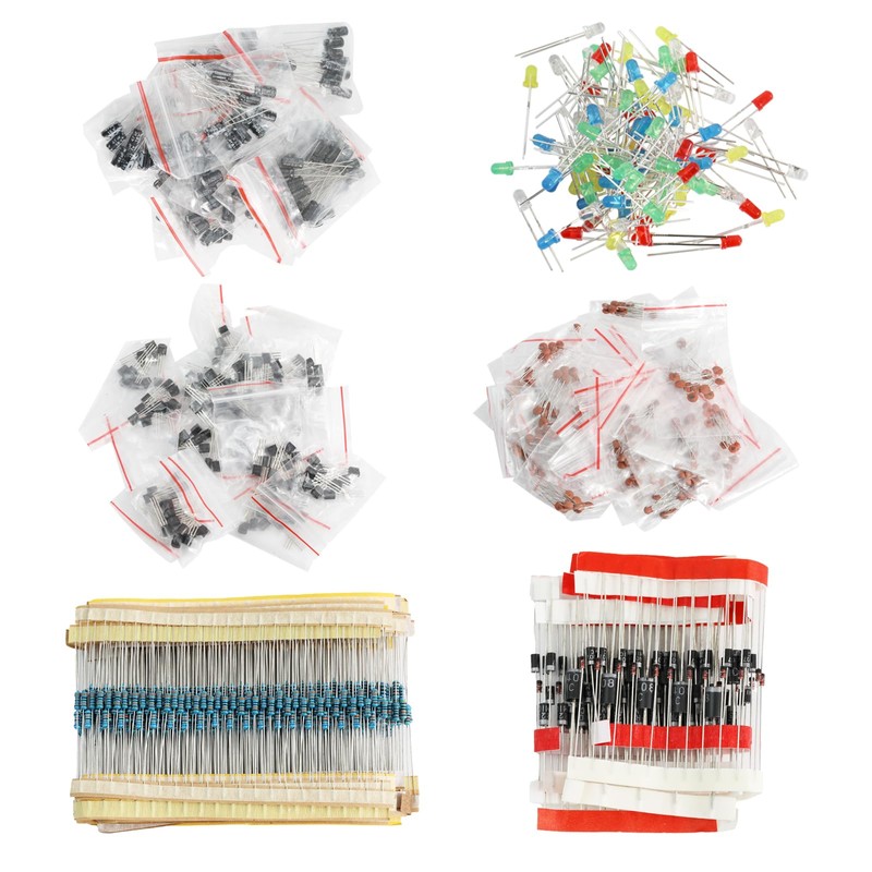 Cermant 1400Pcs 6 Values Electronics Component Assortment Kit，Electrolytic Capacitor, LED