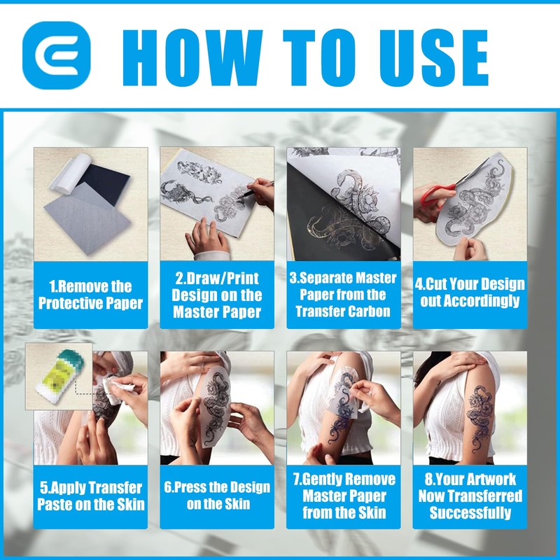 EMALLA Inkdot 100 Sheets Tattoo Transfer Paper Stencil Paper A4