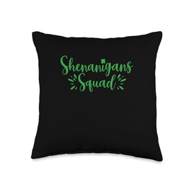 Shenanigans Squad Funny St Patrick's Day Shamrock Lucky Throw Pillow