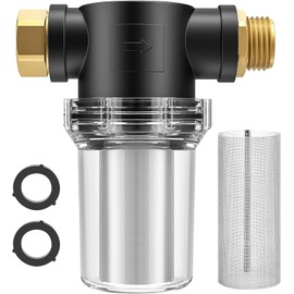 Twinkle Star Hose Filter Attachment Line Water Hose Filter with 100 Mesh and 40 Mesh Screen, 2Pcs O-Ring, Garden Hose Filter Pressure Washer Inlet for RV Camping Car Wash Water Hose