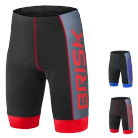 Brisk Bike Padded Cycling Shorts Men Cycle Shorts Cool and Quick Dry Compression Cycling Shorts Mens Motorcycle Bike Riding Padded Cycling Shorts (UK, Alpha, S, Regular, Regular, Black/Red)