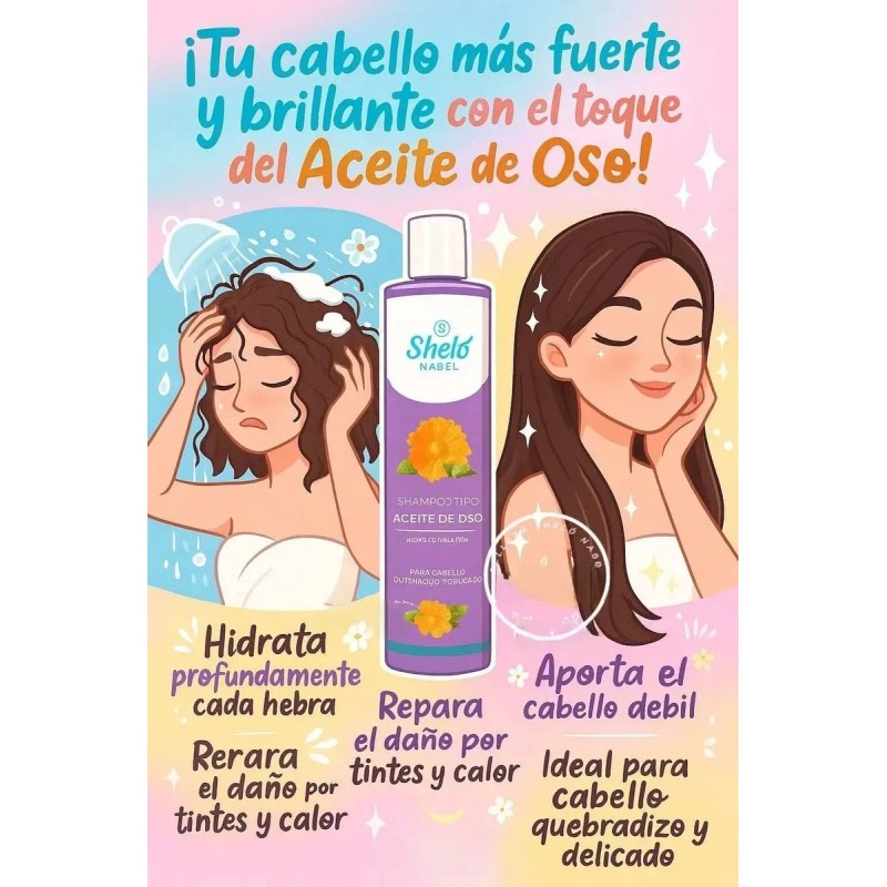 Shampoo Tipo Aceite Oso Shelo Nabel 530ml Piezas