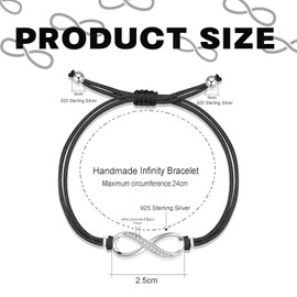 MVOLEGDE Unendlichkeitszeichen Armband,Armband Damen,Verstellbar Armbänder Damen,Handgeflochtene Infinity Armbänder Schmuck,Armkette Frau Schmuck,Geschenke für Frauen,Einfacher Modeschmuck(Silber)