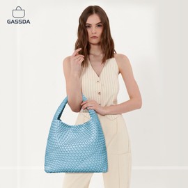 Woven Bag Purses and Handbags Woven Vegan Leather Tote Shoulder Top-Handle Bag With Purses for Women