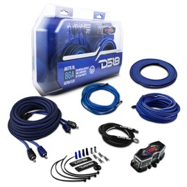 DS18 AKIT8.BL 8-GA Amplifier Installation Wiring Kit - Up to 840W Max, ANL Fuse Holder with 60A, Speaker & RCA Cables, CCA Amplifier Wiring Kit, Ultra Flex Wire, Amp Wire Kit 8 Gauge - Blue