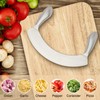 8.7 Inch Mezzaluna Knife With Wood Cutting Board - Stainless