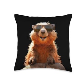 Ground Squirrel with Sunglasses Rodent Squirrels Throw Pillow