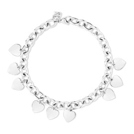Echtzeit Stainless Steel Multiple Heart Pendants Bracelet - 23cm Long - Endless Love with Chunky Link Chain, Stainless Steel, No Gemstone