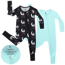 2-Pack Bamboo Viscose Baby Pajamas 0-24 Months - Bamboo Viscose Sleepers with Mitten and Feet Cuffs - Baby Sleeper