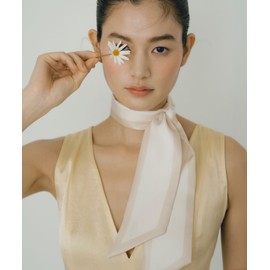 Abinafel르 Abinapeur Long Twilly Silk Scarf - Pearl White