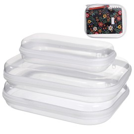3 PCS Clear Zipper Pouches Hard Shell Waterproof Cosmetic Bag, Portable Travel Organizer Bin for Cosmetic Storage, Putting Snacks, Pencil Case (2M+1S)