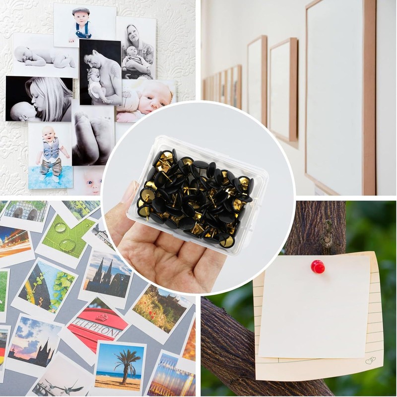 100 Pcs Drawing Pins, Round Head Thumbtacks, Metal Push Pins