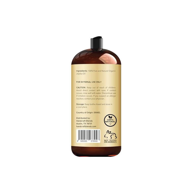 Handcraft Blends Usda Aceite de Jojoba Orgánico - 28 Fl