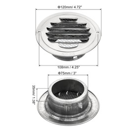PATIKIL 3 Inch Round Attic Vent 304 Stainless Steel Fan Grille Ventilation Hood Grille Air Outlet for Kitchen Bathroom Wall Ceiling Ventilation